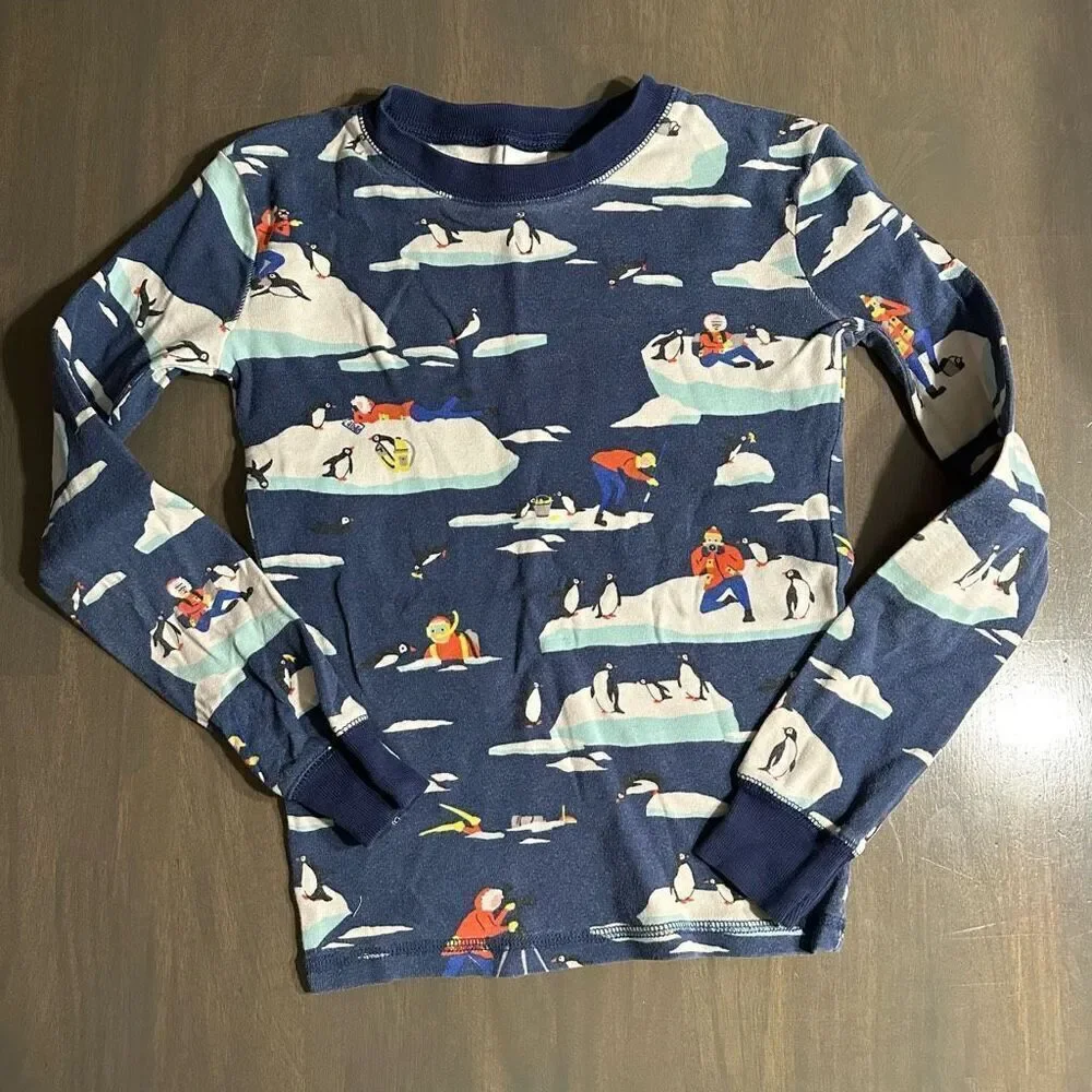 Mini Boden size 10 Year Winter Scene Long John Pajama TOP ONLY